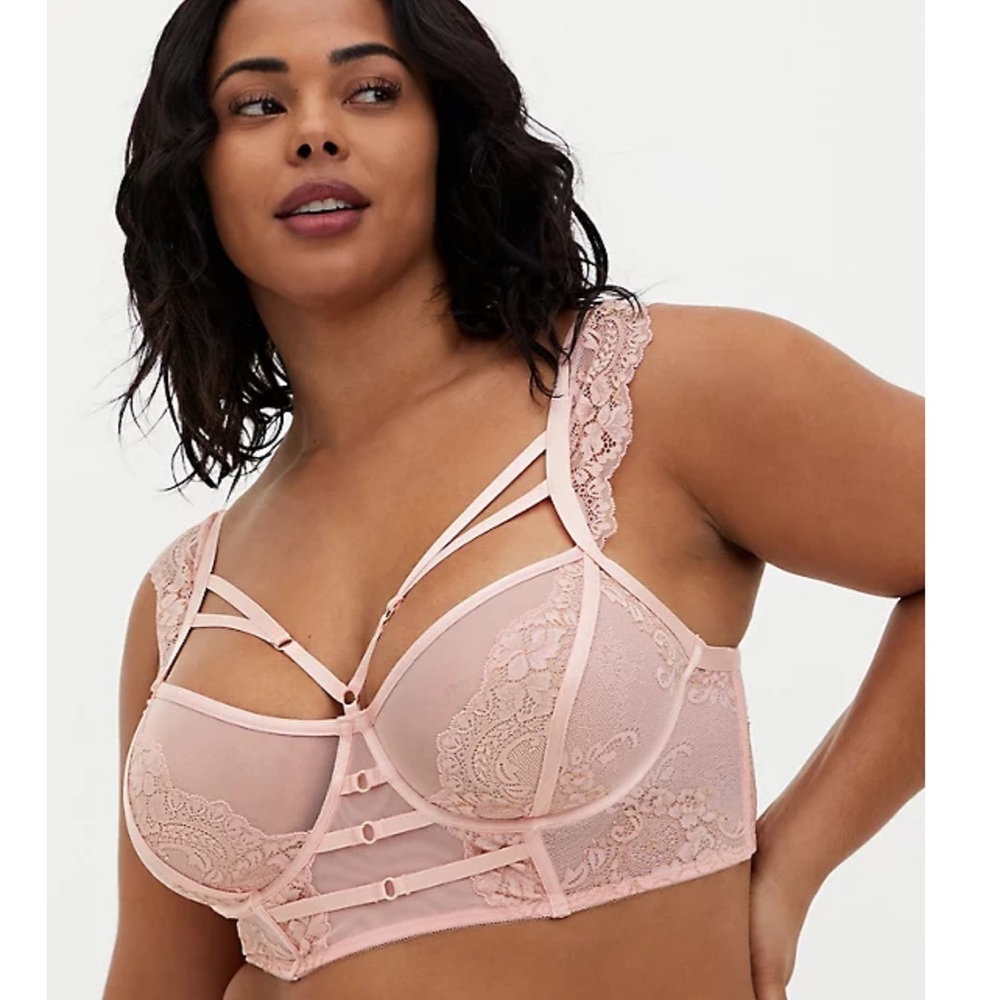 Torrid Light Pink Harness Longline Bralette